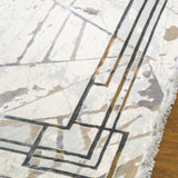 Azure Abstract Bordered Modern Rug