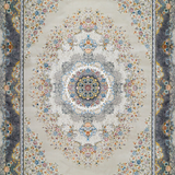 Hunar Bordered Medallion Floral Fringe Rug