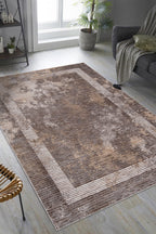 Crescent Bordered Abstract Rug