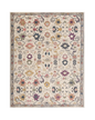 Cream wool rug with multicolored floral medallions and ornate border design