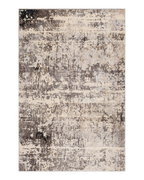 Modern distressed area rug with grey and cream abstract texture pattern