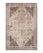 Neutral beige textured area rug with subtle striped pattern throughout