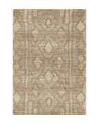 Beige and tan textured rug with subtle diamond pattern throughout