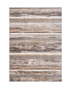 Distressed striped rug with weathered wood texture in brown and cream tones