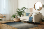 Dark grey to light grey ombre wool rug with speckled texture