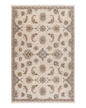 Cream traditional rug with ornate brown floral medallions and scrollwork border