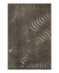 Gray textured rug with swirling abstract botanical pattern design