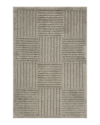 Beige and cream geometric diamond pattern rug with tribal striped design