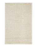 Beige and cream geometric diamond pattern rug with tribal striped design