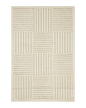 Beige and cream geometric diamond pattern rug with tribal striped design