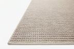 Cream and beige striped wool rug with fine textured horizontal pattern
