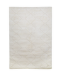 Beige geometric rug with raised diamond pattern and subtle texture throughout