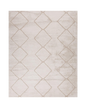 Beige geometric rug with raised diamond pattern and subtle texture throughout