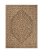 Neutral beige textured area rug with subtle striped pattern throughout