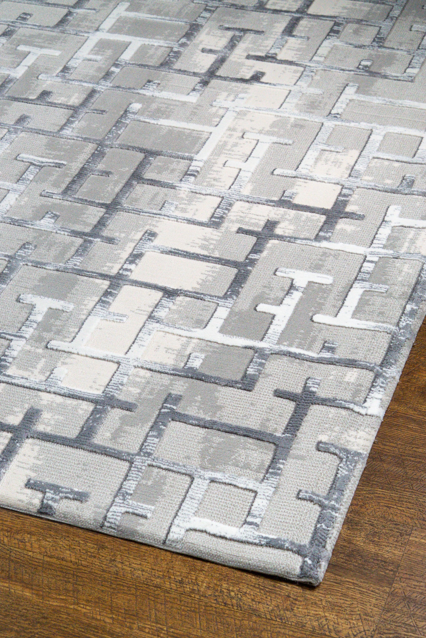 Azure Asymmetrical Geometric Rug