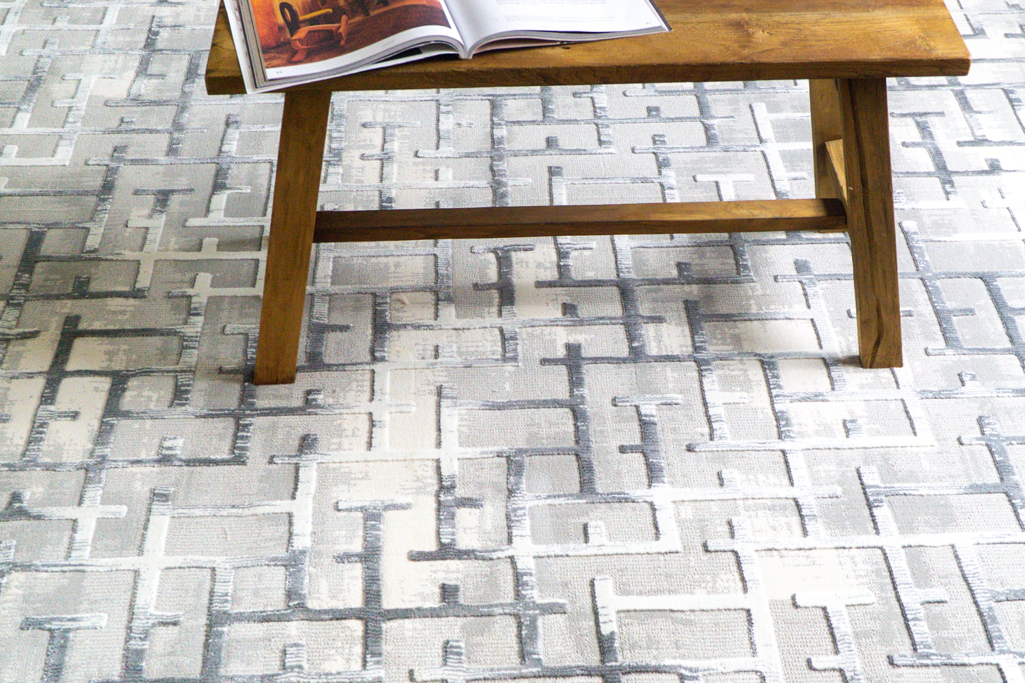 Azure Asymmetrical Geometric Rug