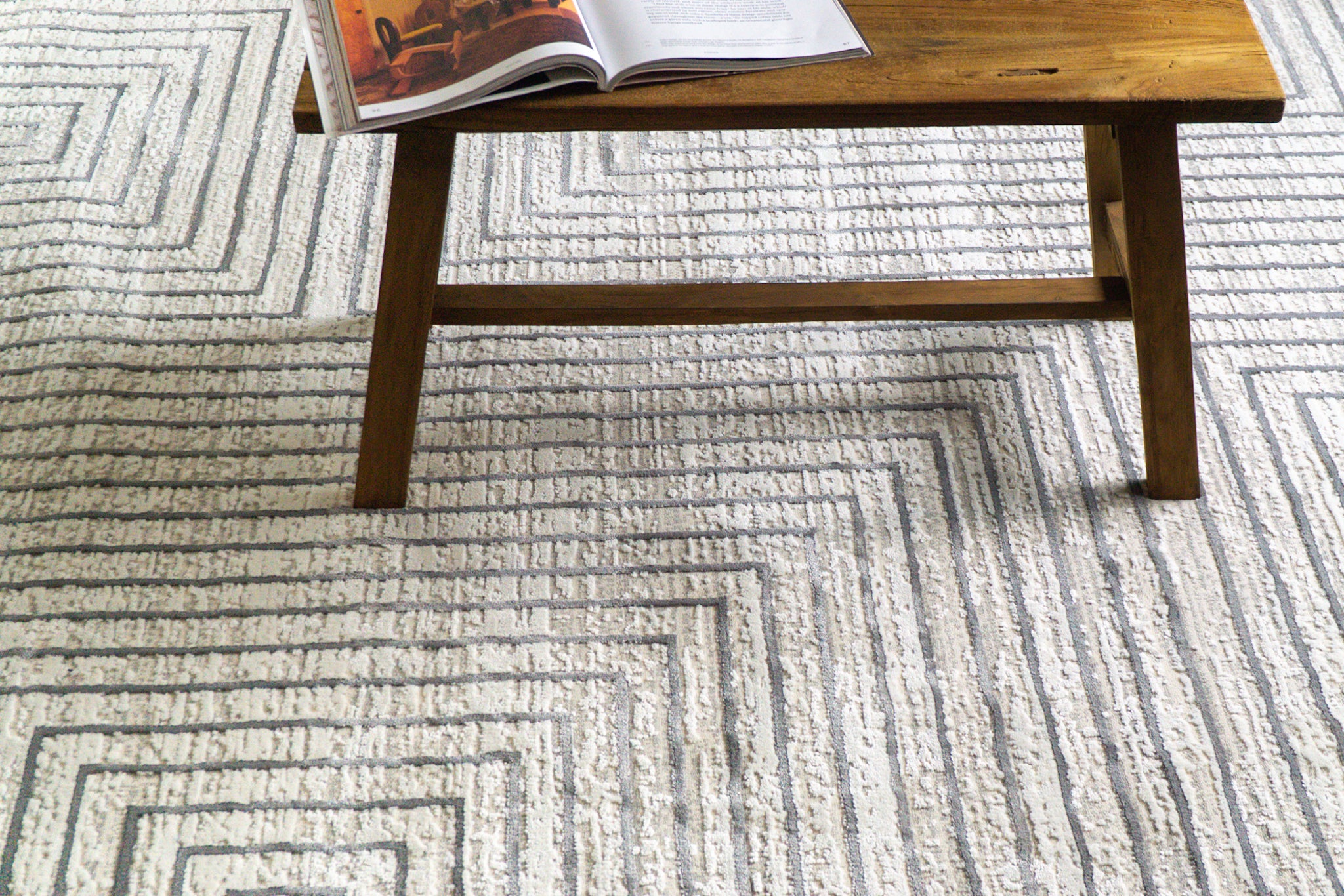 Azure Modern Geometric Line Rug