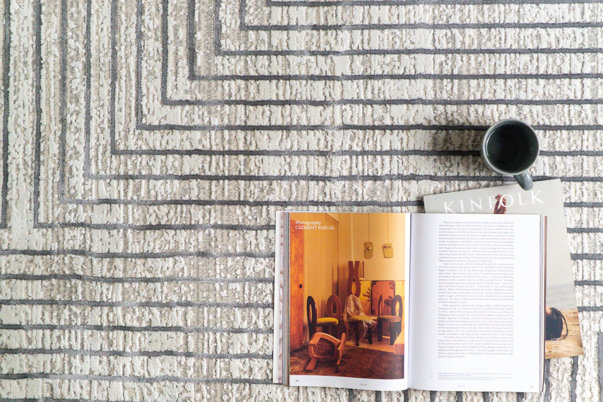 Azure Modern Geometric Line Rug