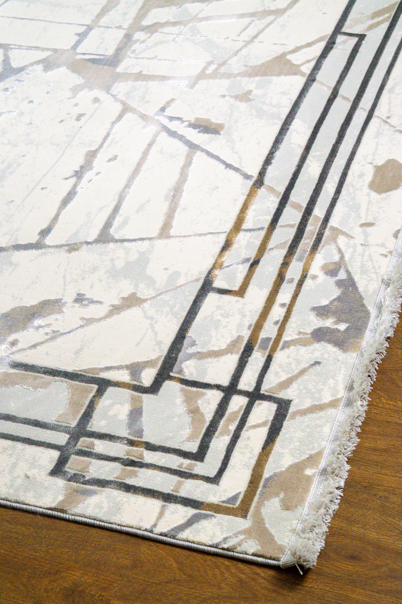 Azure Abstract Bordered Modern Rug