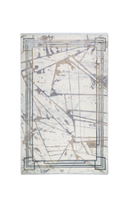 Azure Abstract Bordered Modern Rug