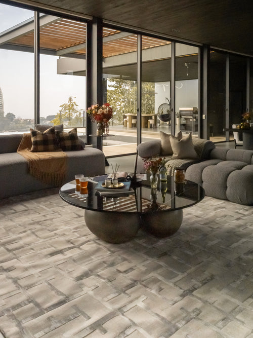 Azure Asymmetrical Geometric Rug