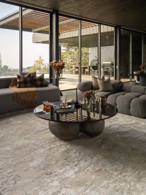 Azure Mottled Abstract Rug