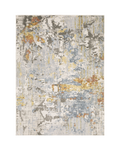 Modern grey and white distressed textured area rug with abstract pattern