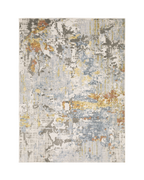 Modern grey and white distressed textured area rug with abstract pattern