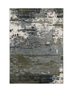 Modern grey and white distressed textured area rug with abstract pattern