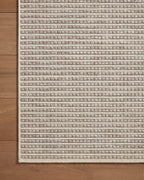 Cream and beige striped wool rug with fine textured horizontal pattern