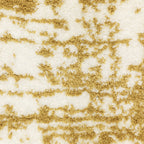 Gold and white distressed texture rug with abstract horizontal pattern