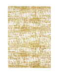 Gold and white distressed texture rug with abstract horizontal pattern