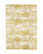 Gold and white distressed texture rug with abstract horizontal pattern