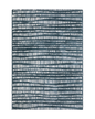 Teal and white striped wool rug with textured horizontal pattern detail