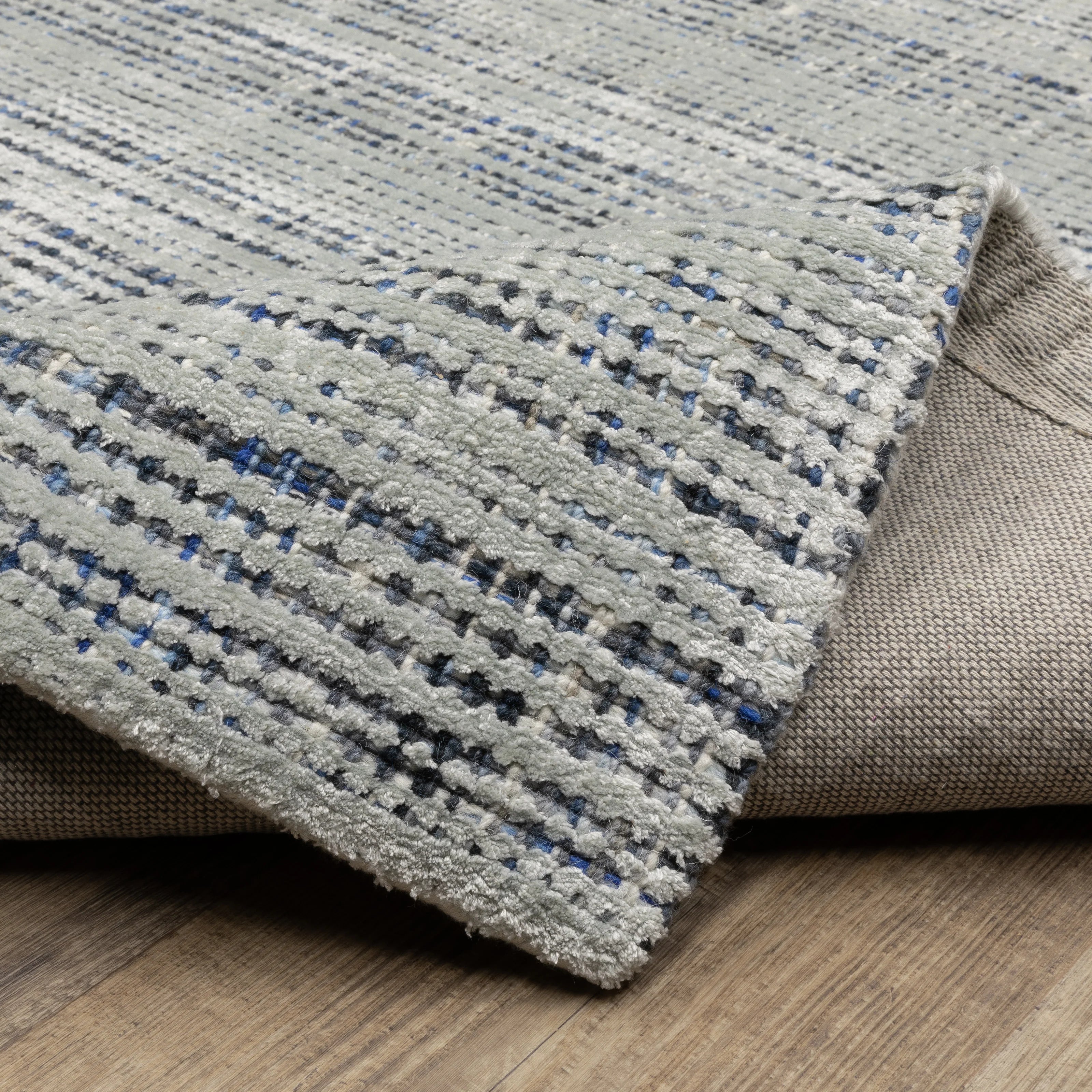 Hugo Striped Viscose Blend Modern Rug