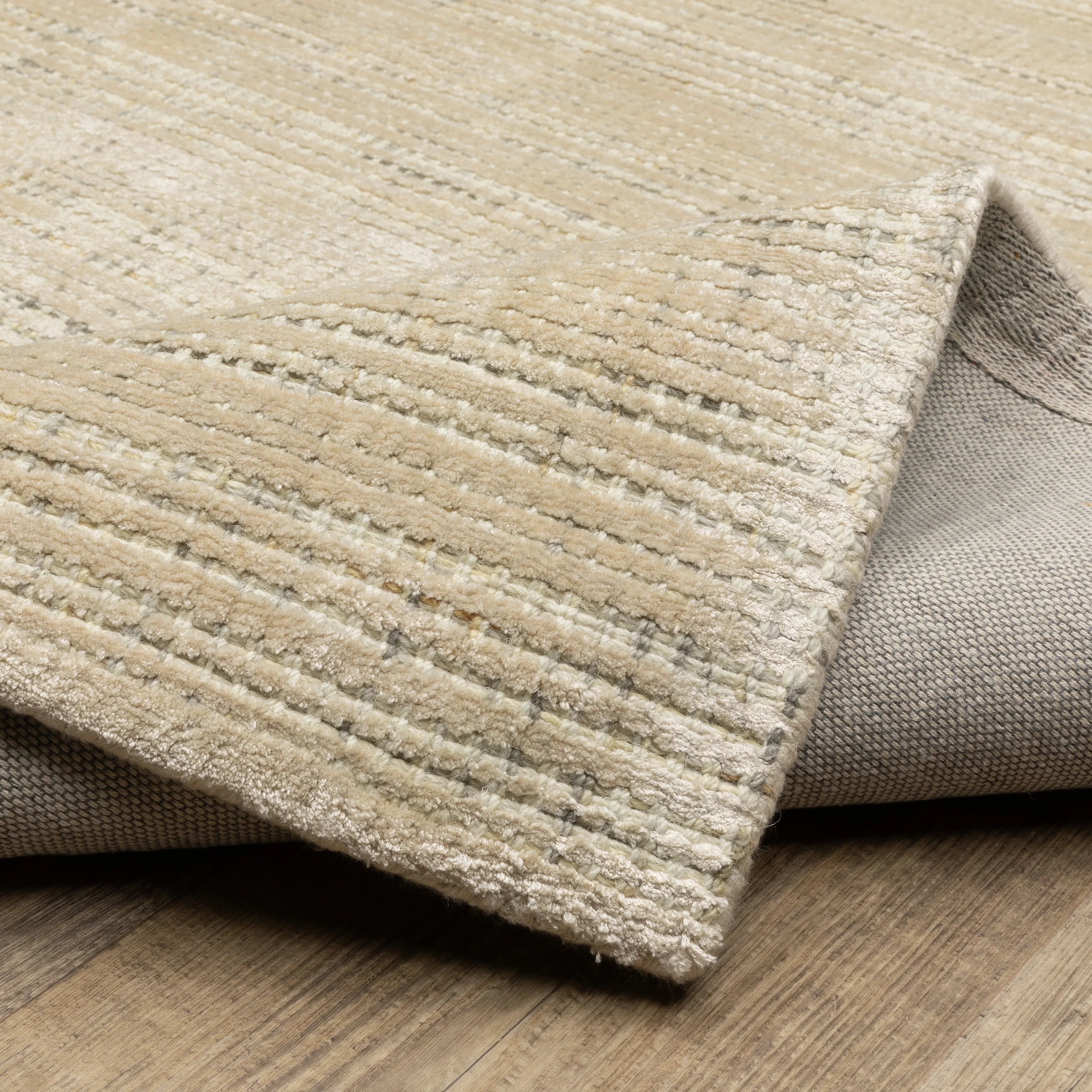 Hugo Striped Viscose Blend Modern Rug