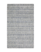 Grey woven rug with dense textured pattern and neutral tones throughout