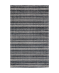 Charcoal grey striped wool rug with horizontal woven texture pattern