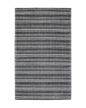 Charcoal grey striped wool rug with horizontal woven texture pattern