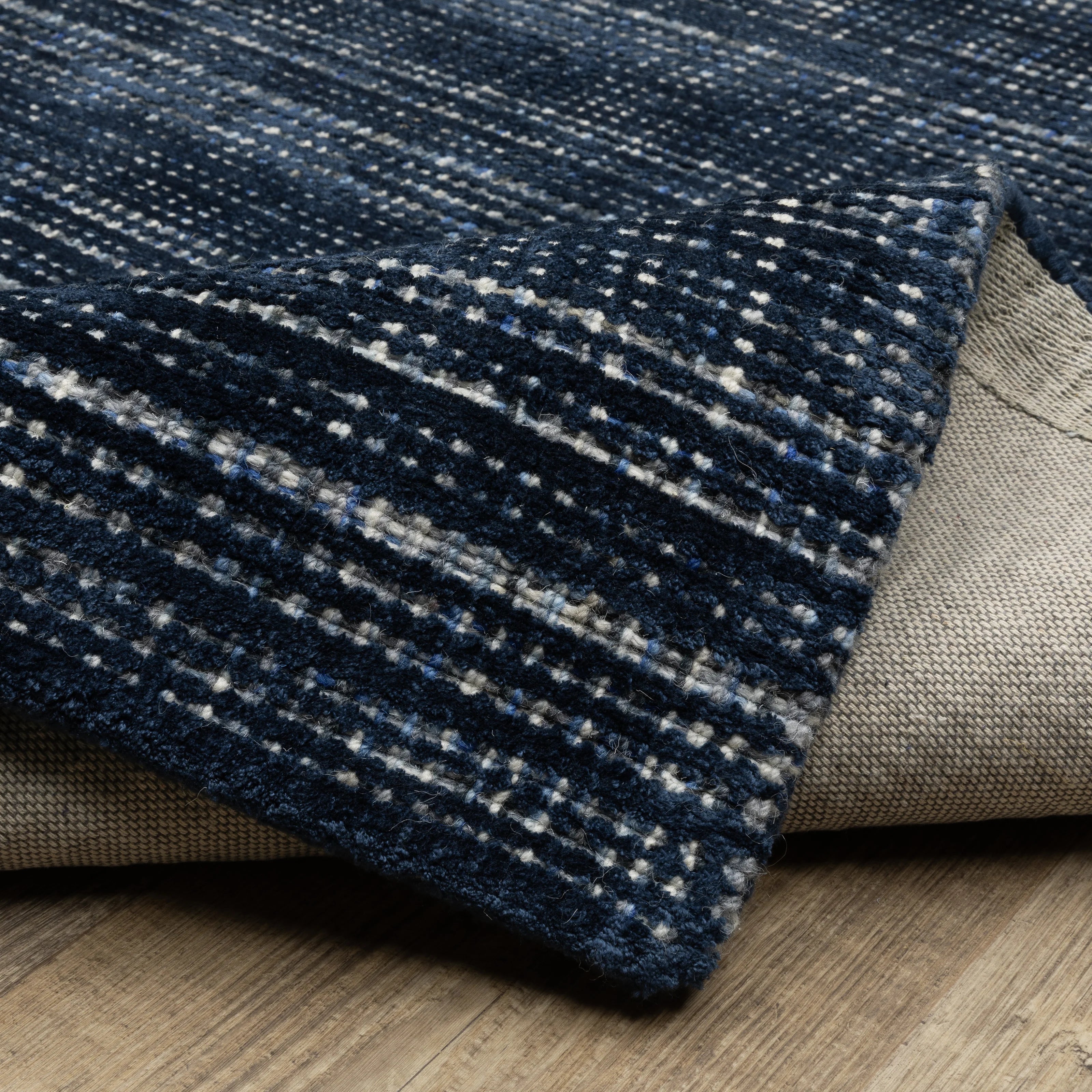 Hugo Striped Viscose Blend Modern Rug