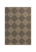 Natural fiber rug with geometric diamond pattern in tan and charcoal