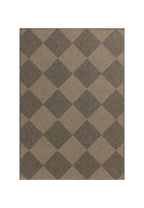 Natural fiber rug with geometric diamond pattern in tan and charcoal