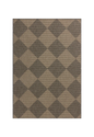 Natural fiber rug with geometric diamond pattern in tan and charcoal