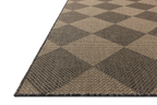 Natural fiber rug with geometric diamond pattern in tan and charcoal