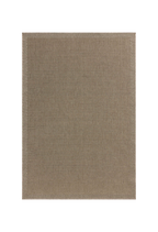 Neutral beige textured woven rug with fine ribbed pattern throughout