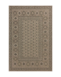 Beige geometric patterned rug with diamond motifs and decorative borders