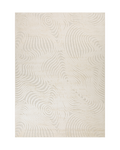 Cream wavy line patterned rug with organic swirled texture design