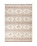Beige and cream geometric diamond pattern rug with tribal inspired design
