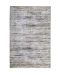 Modern striped area rug in grey, blue and cream with textured woven pattern