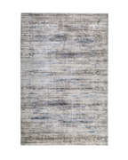 Modern striped area rug in grey, blue and cream with textured woven pattern